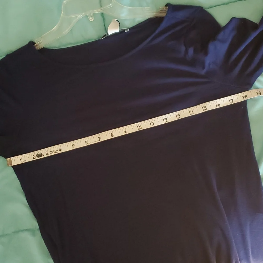 WHBM Navy Boatneck Tab Sleeve Shirt with Sheer Panel size medium‎ - Picture 11 of 11